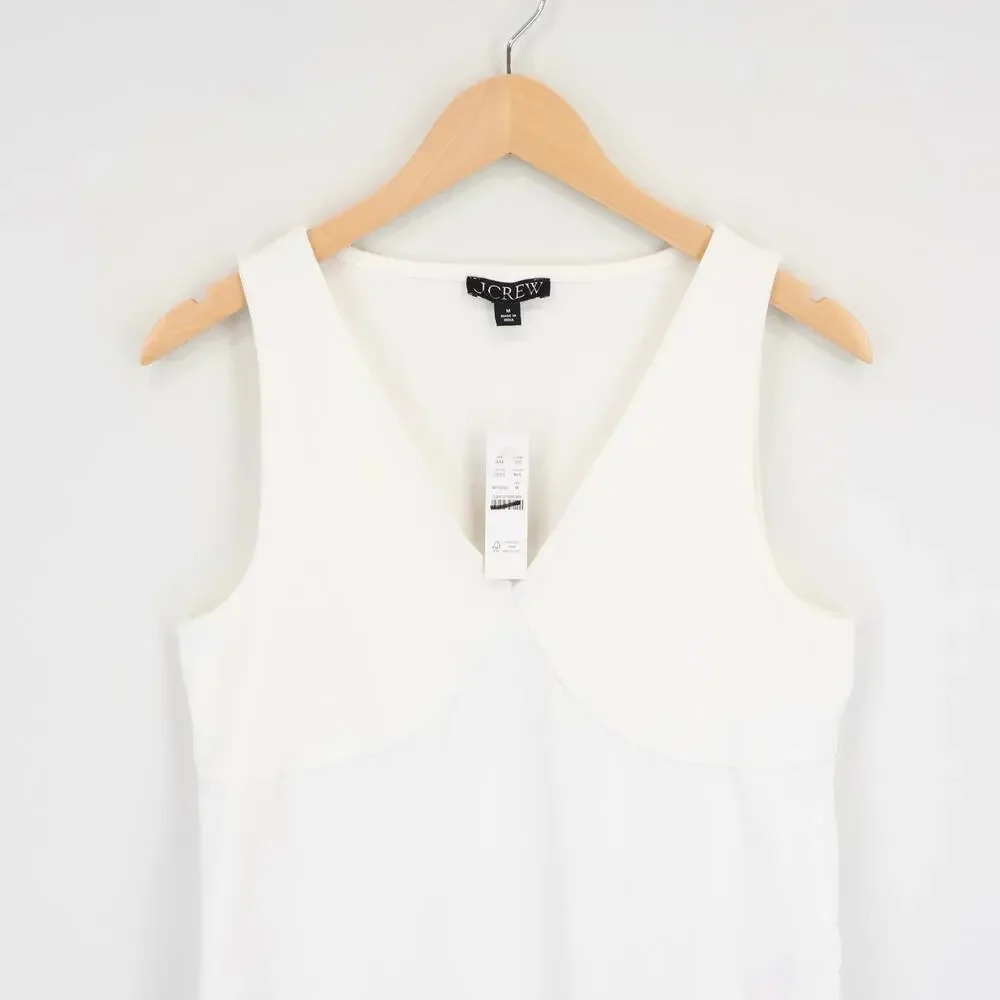 NWT J.Crew Stretch Cotton-Blend V-Neck Tank Top In White Size Medium - Picture 4 of 8